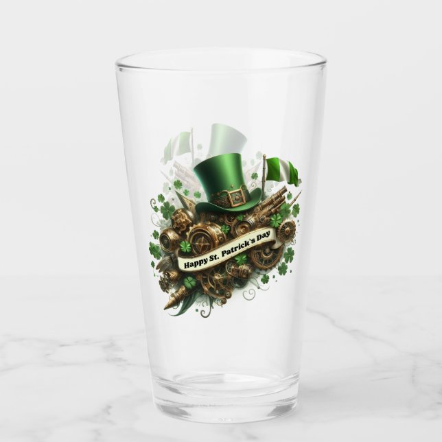 Happy St Patricks Day Steampunk Style Glas (Vorderseite)