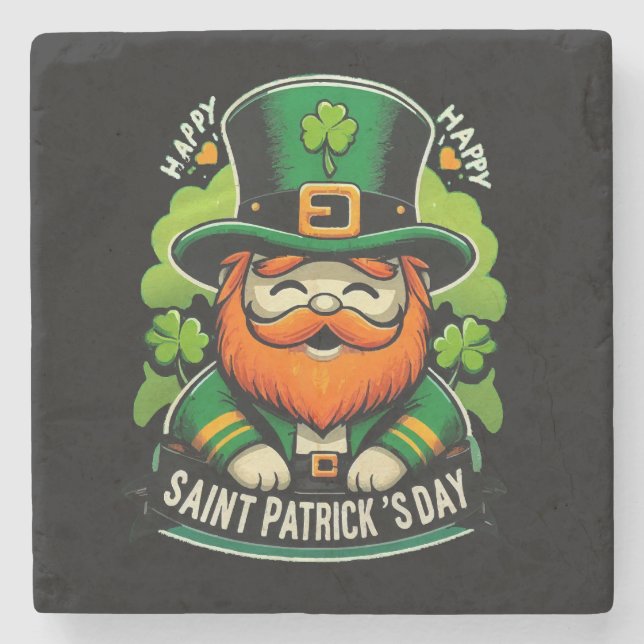 Happy St Patricks Day Steinuntersetzer (Vorderseite)