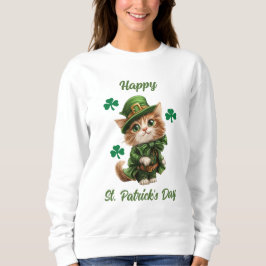 Happy St. Patrick's Day Sweatshirt for Cat Lovers