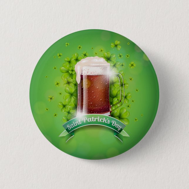 Happy St. Patrick's Day Tasse of Beer Button (Vorderseite)