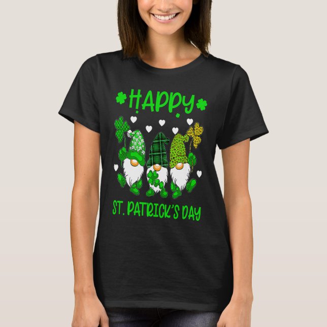 Happy St Patrick's Day Three Gnome Irish Shamrock  T-Shirt (Vorderseite)