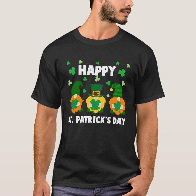 Happy St Patrick's Day Three Gnome Irish Shamrock  T-Shirt (Vorderseite)