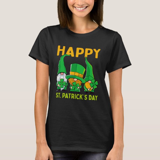 Happy St Patrick's Day Three Gnome Irish Shamrock  T-Shirt (Vorderseite)