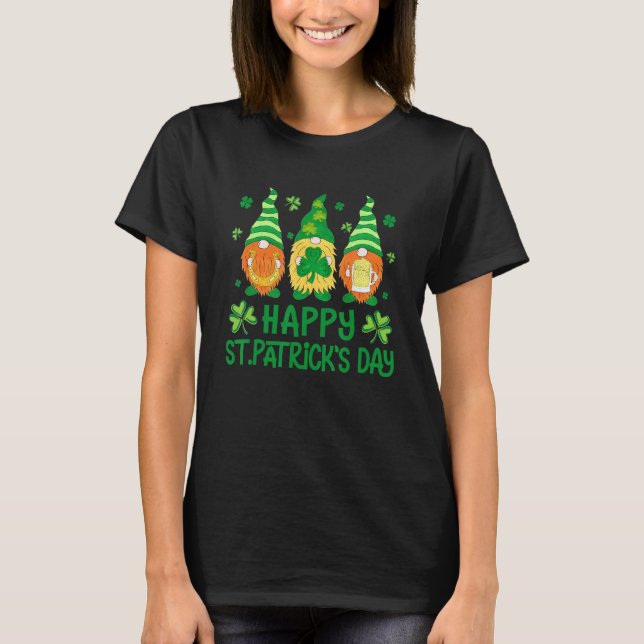 Happy St Patrick's Day Three Gnome Irish Shamrock  T-Shirt (Vorderseite)