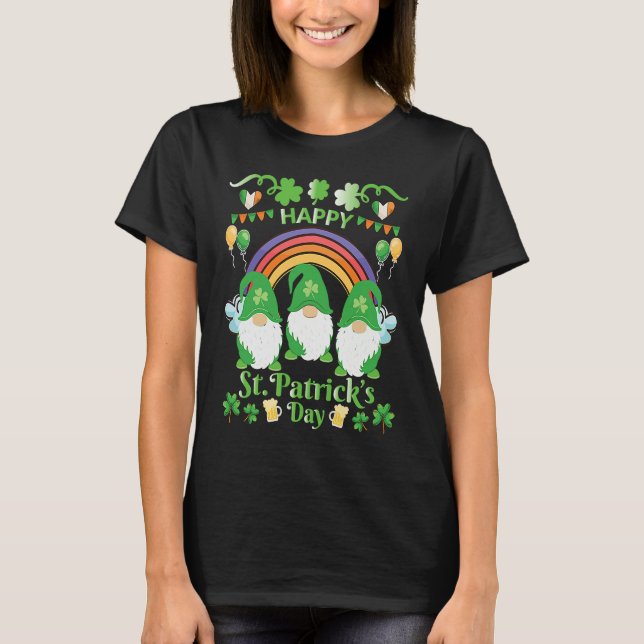 Happy St Patrick's Day Three Gnome Irish Shamrock  T-Shirt (Vorderseite)
