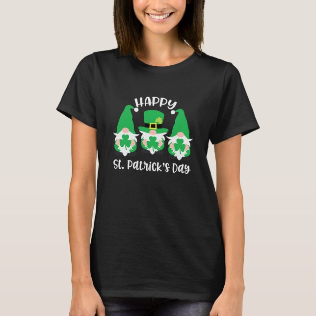Happy St Patrick's Day Three Gnome Irish Shamrock  T-Shirt (Vorderseite)
