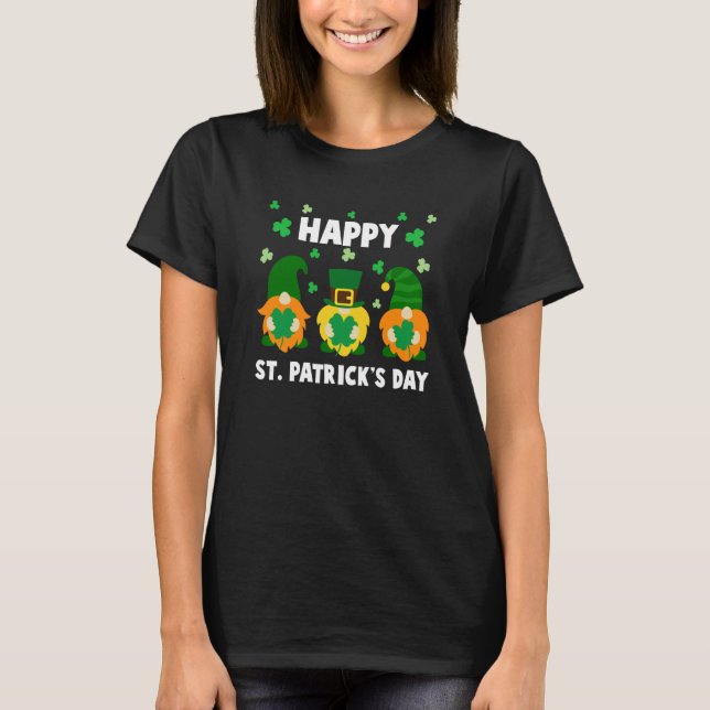 Happy St Patrick's Day Three Gnome Irish Shamrock  T-Shirt (Vorderseite)