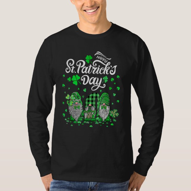 Happy St Patricks Day Three Gnomes Kleeblatt Essen T-Shirt (Vorderseite)