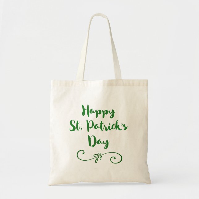 Happy St. Patrick's Day Trendy Schriftart Typograf Tragetasche (Vorne)