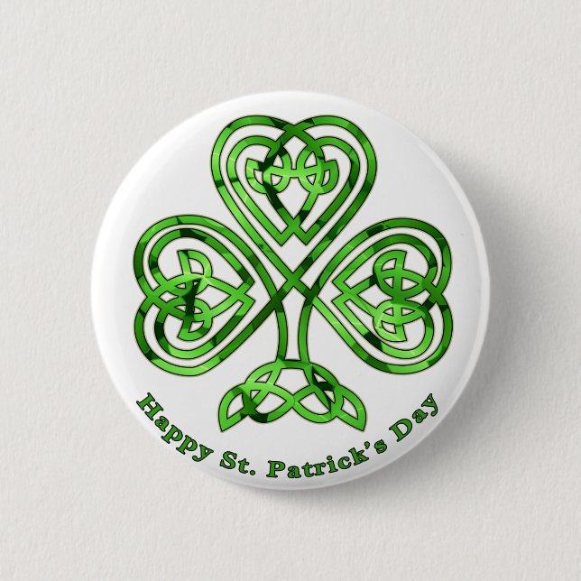 Happy St. Patrick's Day Trinity Clover Button (Vorderseite)