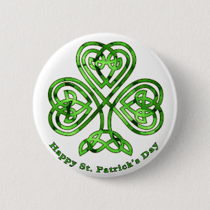Happy St. Patrick's Day Trinity Clover Button