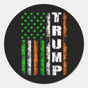 Happy St Patricks Day Trump Men Flag Runder Aufkleber