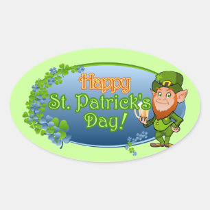 Happy St. Patrick's Day (Ver 2) Ovaler Aufkleber