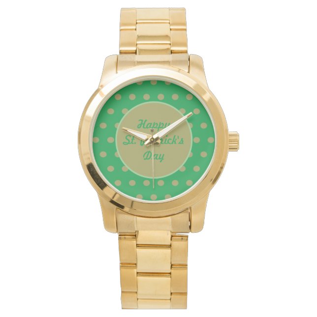 Happy St. Patrick's Day Watch (Green & Gold) Armbanduhr (Vorderseite)