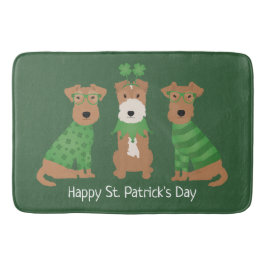 Happy St Patricks Day Welsh Wire Fox Terrier Dogs Badematte