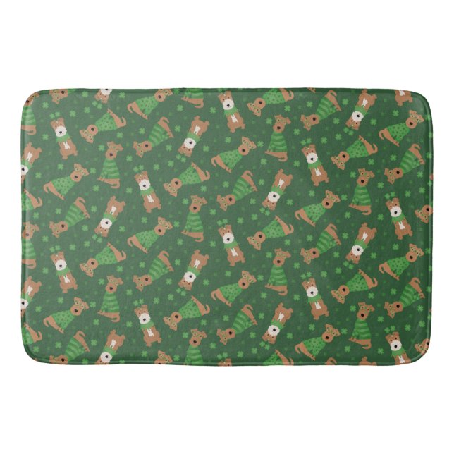 Happy St Patricks Day Welsh Wire Fox Terrier Dogs Badematte (Vorderseite)