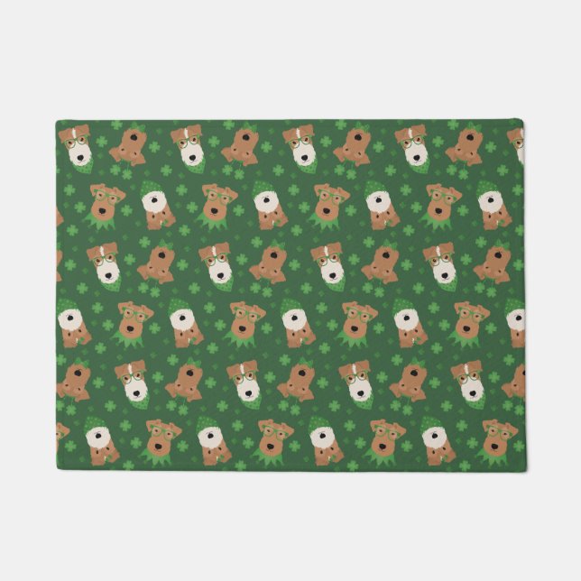 Happy St Patricks Day Welsh Wire Fox Terrier Dogs Fußmatte (Vorderseite)