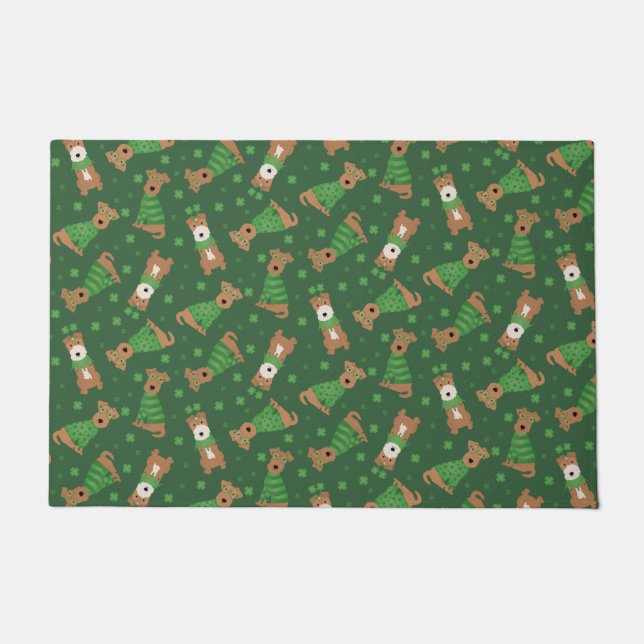 Happy St Patricks Day Welsh Wire Fox Terrier Dogs Fußmatte (Vorderseite)