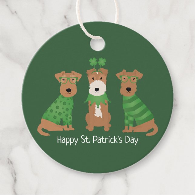 Happy St Patricks Day Welsh Wire Fox Terrier Dogs Geschenkanhänger (Vorderseite)