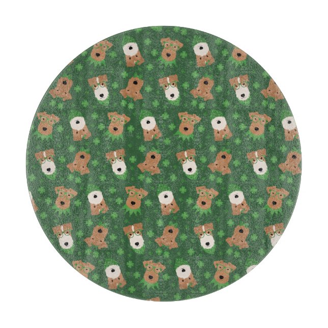 Happy St Patricks Day Welsh Wire Fox Terrier Dogs Schneidebrett (Vorderseite)
