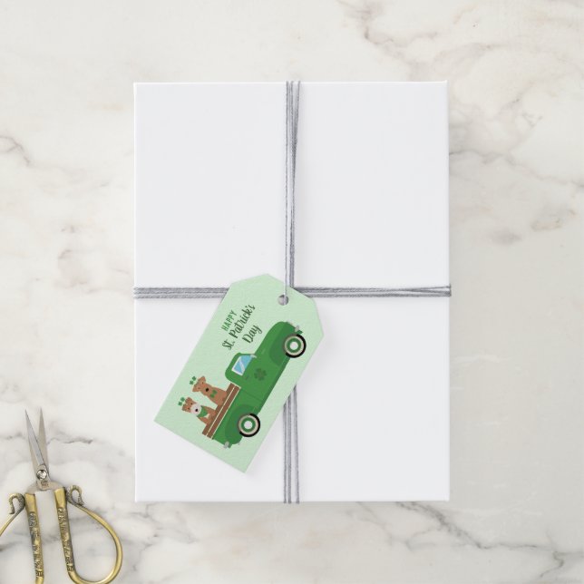 Happy St Patricks Day Wire Fox Terrier Dog Geschenkanhänger (Mit Garn)