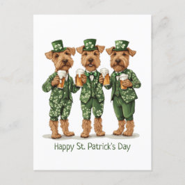 Happy St. Patrick's Day Wire Fox Terrier Dogs Postkarte