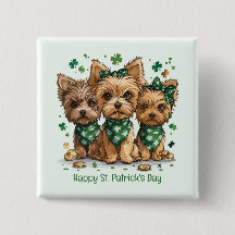 Happy St. Patrick's Day Yorkshire Terrier Dogs