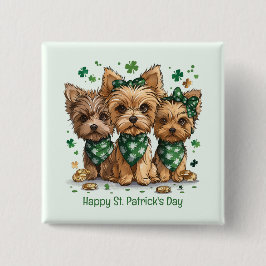Happy St. Patrick's Day Yorkshire Terrier Dogs Button