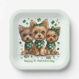 Happy St. Patrick's Day Yorkshire Terrier Dogs Pappteller