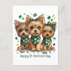 Happy St. Patrick's Day Yorkshire Terrier Dogs Postkarte
