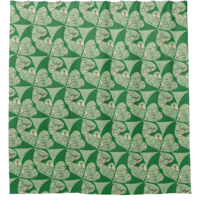 "Happy St. Patrick's"-Kleeblatts Duschvorhang (Vorderseite)