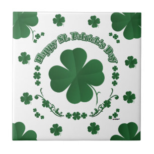 Happy St Patrick's Kleeblatts Fliese