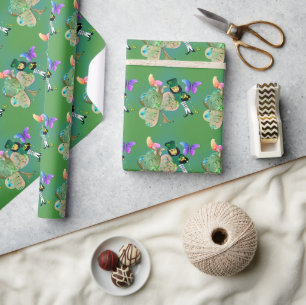 Happy St Patrick's Lepreachaun Wrapping Paper Geschenkpapier