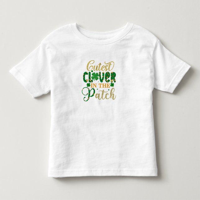 Happy St. Patrick's Niedliche Klee im Patch Kleinkind T-shirt (Vorderseite)