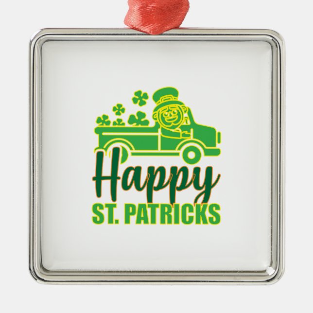 Happy ST Patricks Ornament Aus Metall (Vorne)