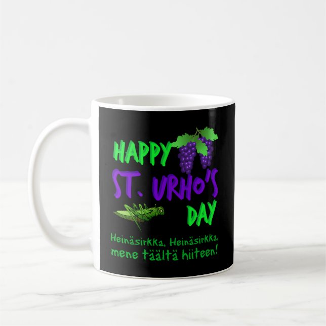 Happy St Urho's Day Finnischer Grasshopper Novelty Kaffeetasse (Links)
