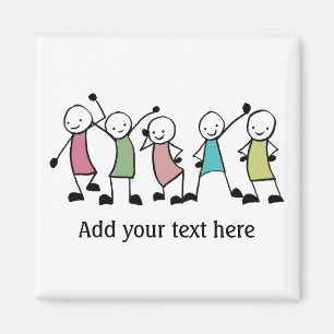 Happy Stick People Friends Personalisiert Magnet