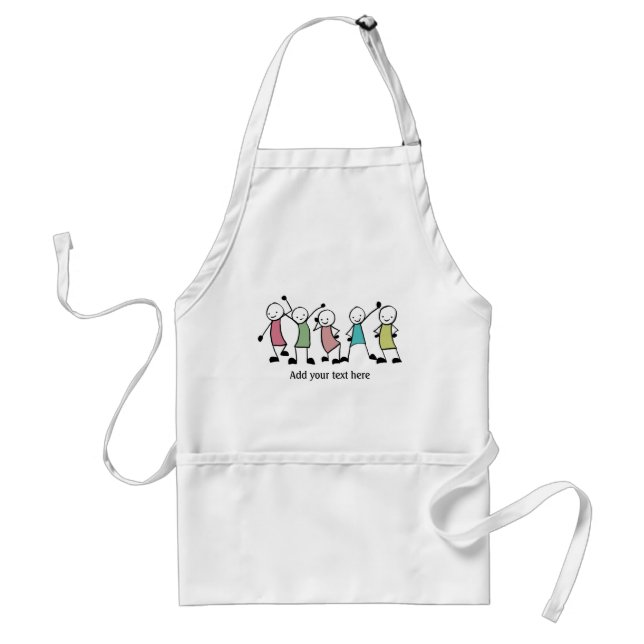 Happy Stick People Friends Personalisiert Schürze (Vorne)
