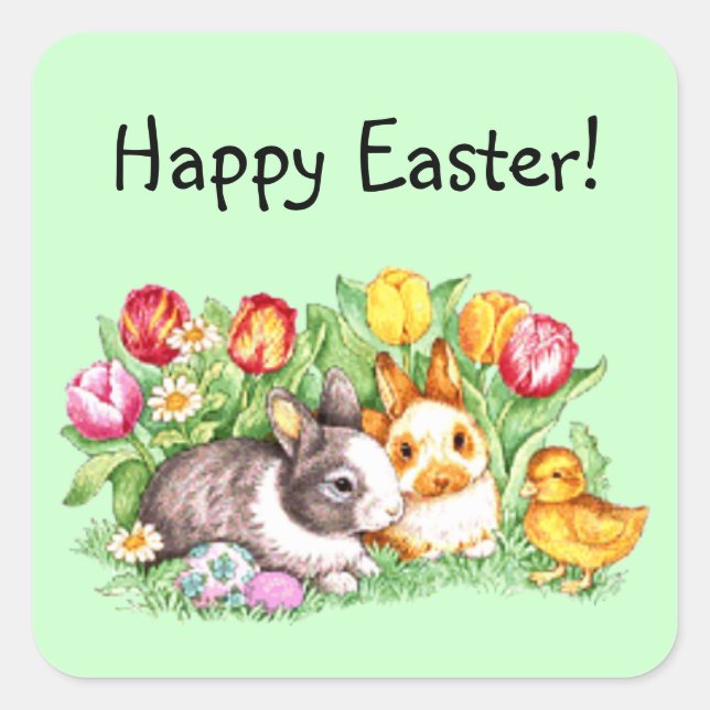 Happy Stickers Tulipe de lapin de Pâques / Phoques (Devant)