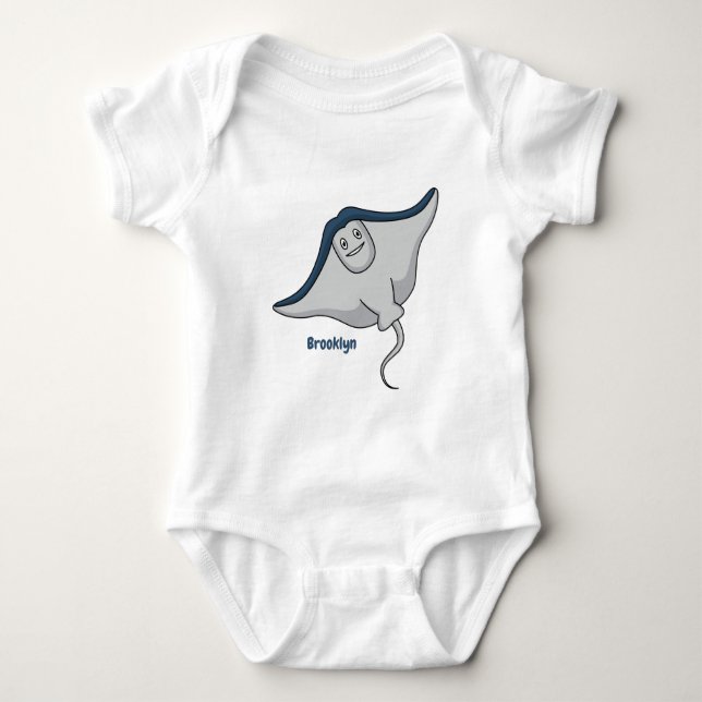 Happy stingray fish cartoon illustration baby strampler (Vorderseite)