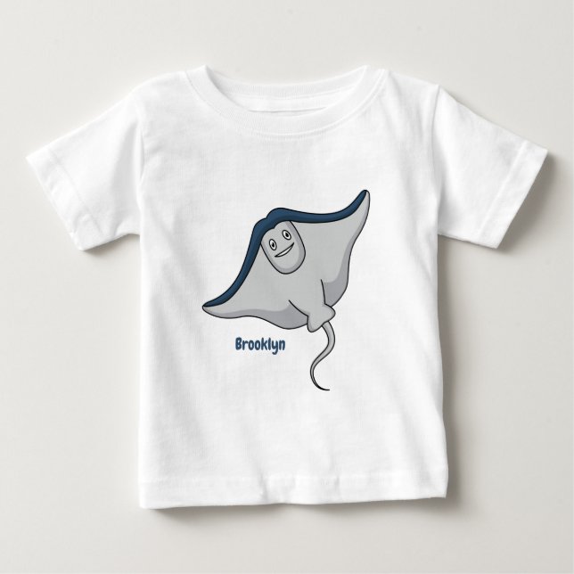 Happy stingray fish cartoon illustration baby t-shirt (Vorderseite)
