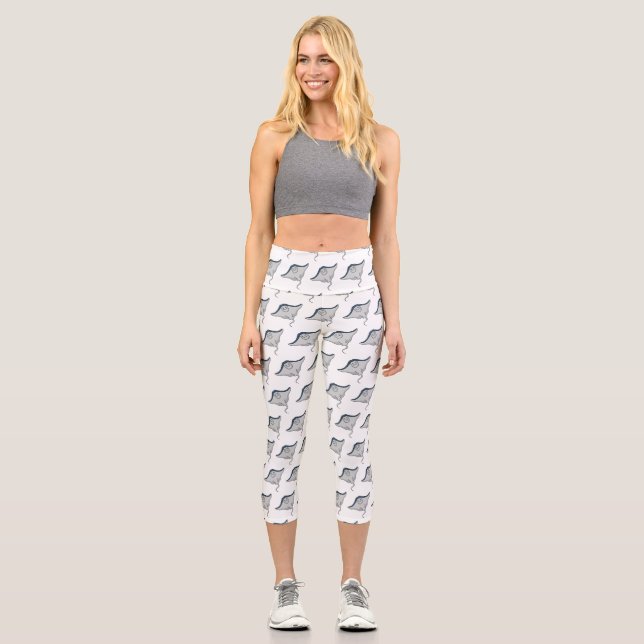 Happy stingray fish cartoon illustration capri leggings (Vorderseite)