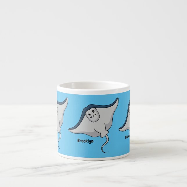 Happy stingray fish cartoon illustration espressotasse (Vorderseite)
