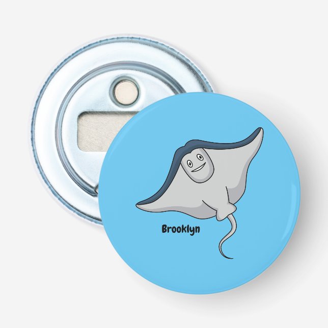 Happy stingray fish cartoon illustration flaschenöffner (Vorderseite)