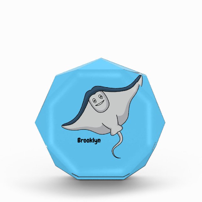 Happy stingray fish cartoon illustration fotoblock (Vorderseite)