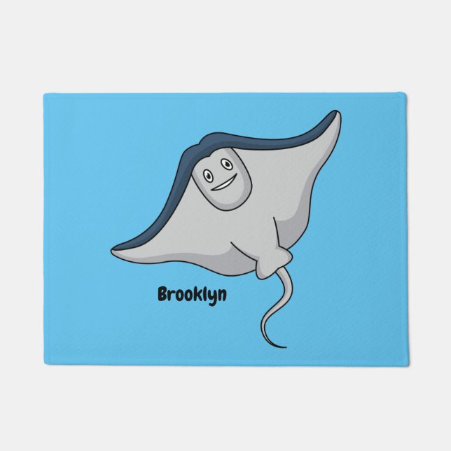 Happy stingray fish cartoon illustration fußmatte (Vorderseite)