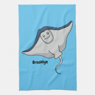 Happy stingray fish cartoon illustration geschirrtuch
