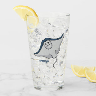 Happy stingray fish cartoon illustration glas