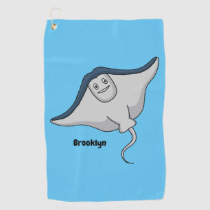 Happy stingray fish cartoon illustration golfhandtuch