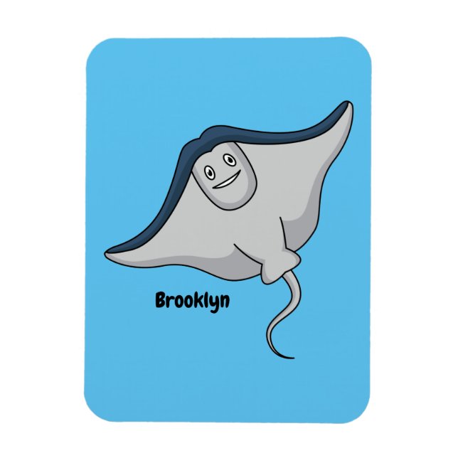 Happy stingray fish cartoon illustration magnet (Vertikal)